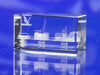 Branded Promotional CRYSTAL GLASS RECTANGULAR CUBE PAPERWEIGHT or AWARD TROPHY with 3D Laser Engraved Image & Logo Paperweight From Concept Incentives.