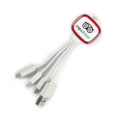 Branded Promotional RAINBOW MULTI CABLE in Red Cable From Concept Incentives.