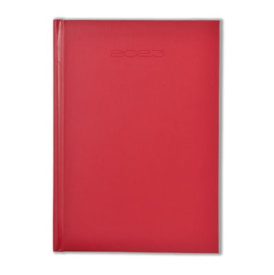 Branded Promotional SMOOTHGRAIN A5 DAY TO PAGE DESK DIARY in Red from Concept Incentives