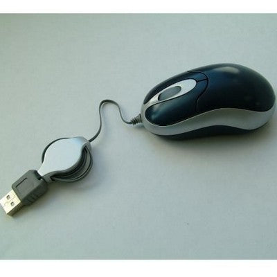 Branded Promotional RETRACTABLE OPTICAL MOUSE in Black & Silver Mouse From Concept Incentives.