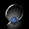 Branded Promotional MEDIUM ROUND CRYSTAL FRAME with Blue Crystal Facet Stand Award From Concept Incentives.