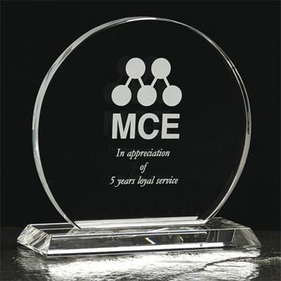 Branded Promotional MEDIUM OPTICAL ROUND CRYSTAL TROPHY AWARD Award From Concept Incentives.