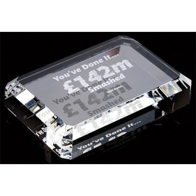 Branded Promotional OPTICAL CRYSTAL RECTANGULAR PAPERWEIGHT Paperweight From Concept Incentives.