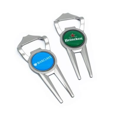 Branded Promotional GEO BOTTLE OPENER GOLF DIVOT REPAIR TOOL AND BOTTLE OPENER in 1 Golf Tool From Concept Incentives.