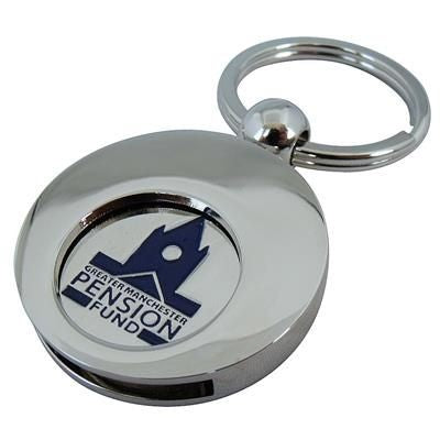 Branded Promotional ROUND ENAMEL TROLLEY COIN KEYRING Keyring From Concept Incentives.