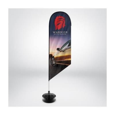 Branded Promotional 3M RHINO TEAR DROP FLAG POLE KIT with Printed Flag & Rhino Small Water & Sand Cross Base Feather Flag From Concept Incentives.