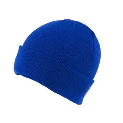 Branded Promotional KNITTED SKI HAT with Turn Up in Royal Blue Hat From Concept Incentives.