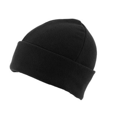 Branded Promotional POLAR FLEECE SKI HAT in Black Hat From Concept Incentives.