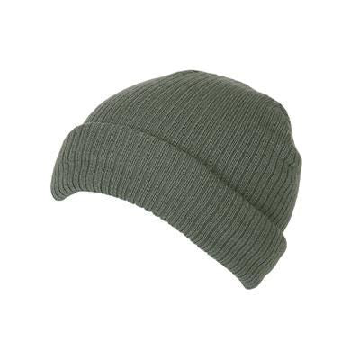 Branded Promotional 100% SHORT FIT ACRYLIC RIBBED BEANIE HAT in Sage Green with Turn-up Hat From Concept Incentives.