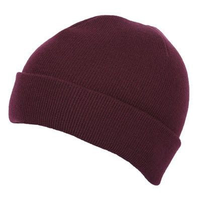 Branded Promotional PREMIUM CIRCULAR KNIT 100% ACRYLIC BEANIE HAT in Maroon Hat From Concept Incentives.