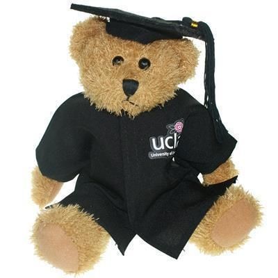 Branded Promotional 25CM SPARKIE BEAR with Cap & Gown Soft Toy From Concept Incentives.