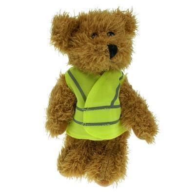 Branded Promotional 15CM SPARKIE BEAR with Hi-vis Vest Soft Toy From Concept Incentives.