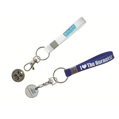 Branded Promotional SILICON BAND TROLLEY COIN Keyring From Concept Incentives.