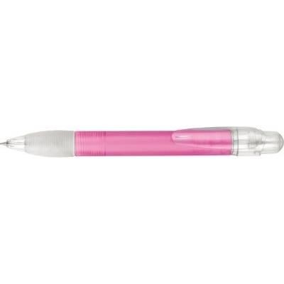 Branded Promotional SETANTA FROST BALL PEN in Frosted Pink Pen From Concept Incentives.