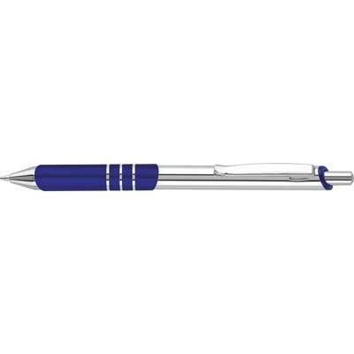 Branded Promotional SENTINEL ALUMINIUM METAL BALL PEN in Silver & Blue Pen From Concept Incentives.