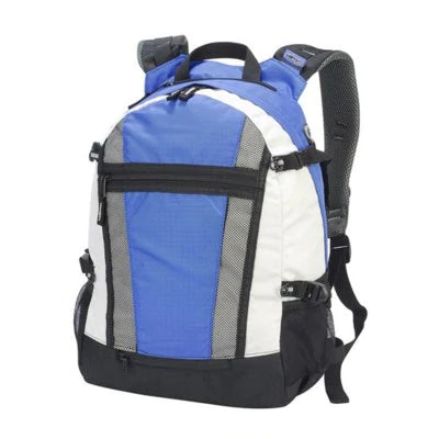 Branded Promotional INDIANA POLYESTER SPORTS BACKPACK RUCKSACK in Dark Grey & Off White Bag From Concept Incentives.