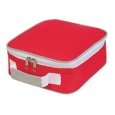 Branded Promotional SANDWICH LUNCH BOX in Red & Pale Grey Lunch Box From Concept Incentives.