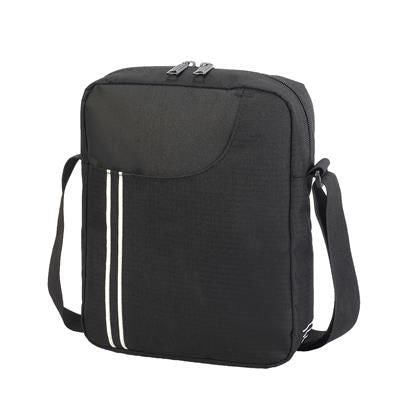 Branded Promotional RENNES MESSENGER POUCH in Black & White Bag From Concept Incentives.