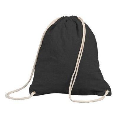 Branded Promotional STAFFORD COTTON DRAWSTRING TOTE BACKPACK RUCKSACK in Black Bag From Concept Incentives.