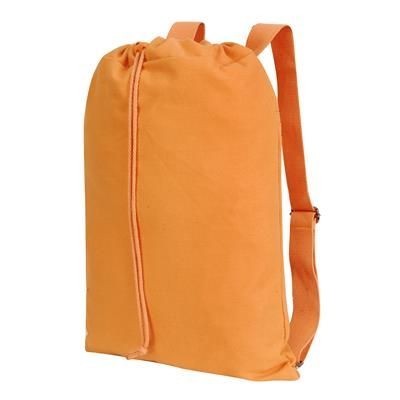Branded Promotional SHEFFIELD COTTON DRAWSTRING BACKPACK RUCKSACK in Autumn Maple, Washed Bag From Concept Incentives.