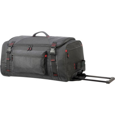 Branded Promotional PARIS LARGE TROLLEY BAG HOLDALL in Black & Red Bag From Concept Incentives.