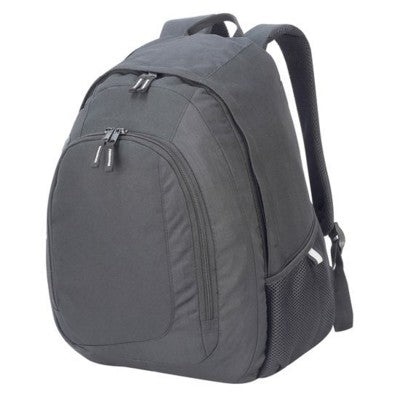 Branded Promotional GENEVA POLYESTER BACKPACK RUCKSACK in Black Bag From Concept Incentives.