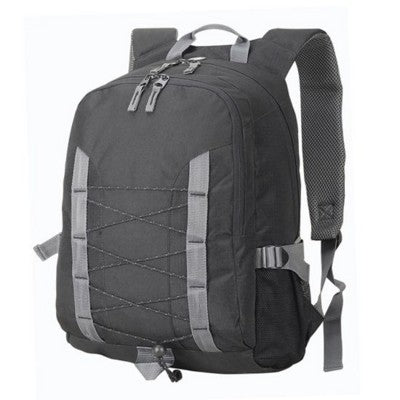Branded Promotional MIAMI BACKPACK RUCKSACK in Black & Grey with Lace Front Bag From Concept Incentives.