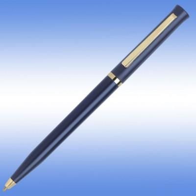 Branded Promotional SIGNATURE BALL PEN in Blue with Gold Gilt Trim Pen From Concept Incentives.