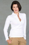 Branded Promotional SKINNI FIT LADIES LONG SLEEVE MODERN STRETCH PIQUE POLO SHIRT Polo Shirt From Concept Incentives.