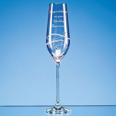 Branded Promotional SINGLE PINK DIAMANTE CHAMPAGNE FLUTE with Spiral Design Cutting Champagne Flute From Concept Incentives.