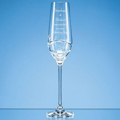 Branded Promotional SINGLE DIAMANTE CHAMPAGNE FLUTE with Modena Spiral Cutting Champagne Flute From Concept Incentives.