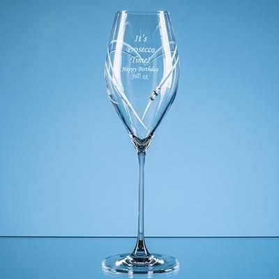 Branded Promotional 320ML JUST FOR YOU DIAMANTE PROSECCO GLASS with Heart Shape Cutting Champagne Flute From Concept Incentives.