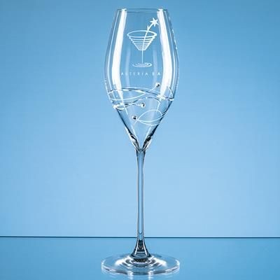 Branded Promotional 320ML JUST FOR YOU DIAMANTE PROSECCO GLASS with Spiral Design Cutting Champagne Flute From Concept Incentives.