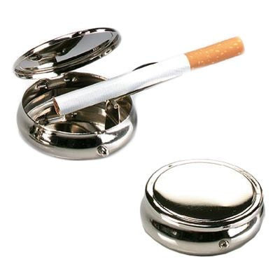 Branded Promotional TRAVEL ASH TRAY in Polished Silver Metal Ash Tray From Concept Incentives.