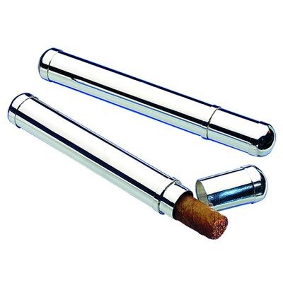 Branded Promotional SINGLE FINE SILVER PLATED METAL CIGAR CASE Cigar Tube From Concept Incentives.