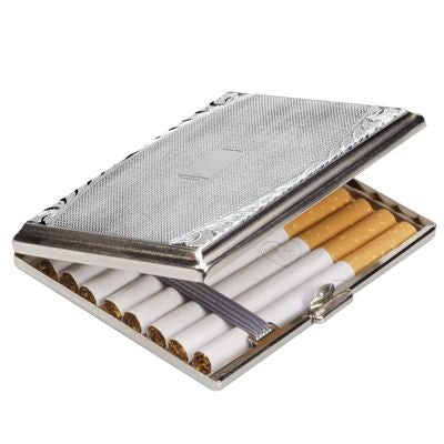 Branded Promotional CENTRE DESIGN SILVER CHROME METAL CIGARETTE CASE Cigarette Case From Concept Incentives.