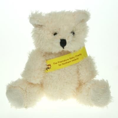 Branded Promotional 12CM SNOWY BEAR with Sash Soft Toy From Concept Incentives.