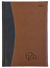 Branded Promotional SORRENTO A5 PAGE DAY DESK DIARY in Tan and Grey from Concept Incentives
