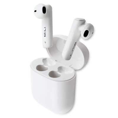 Branded Promotional MILI PHONEMATE EARBUD in White Earphones From Concept Incentives.