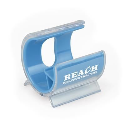 Branded Promotional TURBO MOBILE PHONE HOLDER in Cyan Mobile Phone Stand From Concept Incentives.