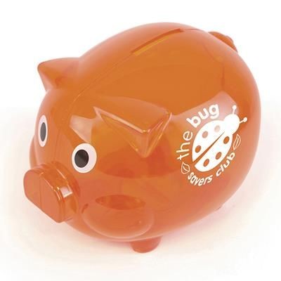 Branded Promotional PIGGY BANK in Amber Money Box From Concept Incentives.
