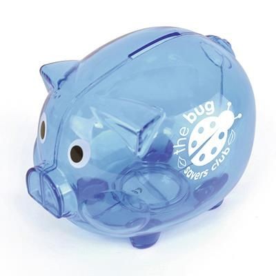 Branded Promotional PIGGY BANK in Blue Money Box From Concept Incentives.