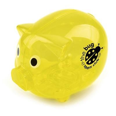Branded Promotional PIGGY BANK in Yellow Money Box From Concept Incentives.