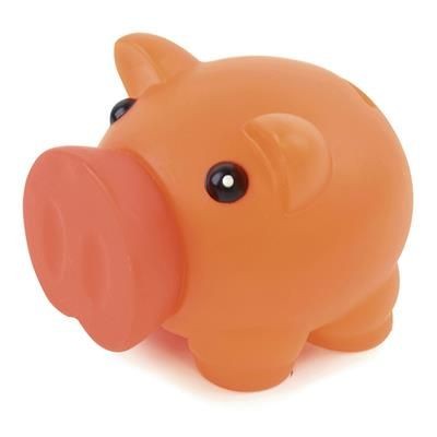 Branded Promotional RUBBER NOSED PIGGY BANK in Amber Money Box From Concept Incentives.