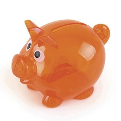 Branded Promotional PIGLET BANK in Amber Money Box From Concept Incentives.