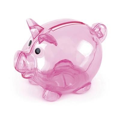 Branded Promotional PIGLET BANK in Pink Money Box From Concept Incentives.