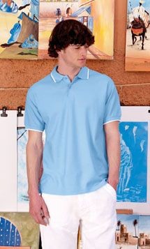 Branded Promotional FRUIT OF THE LOOM PREMIUM TIPPED PIQUE POLO SHIRT Polo Shirt From Concept Incentives.