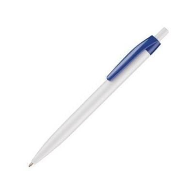 Branded Promotional SUPERSAVER CLICK BALL PEN in White with Blue Clip Pen From Concept Incentives.