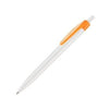 Branded Promotional SUPERSAVER CLICK BALL PEN in White with Orange Clip Pen From Concept Incentives.