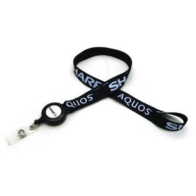 Branded Promotional SILKSCREENED FLAT LANYARD with Sewn in Badge Reel Lanyard From Concept Incentives.